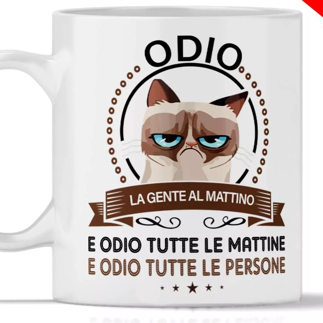 Tazze divertenti GATTO - Odio la gente al mattino